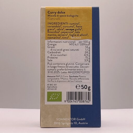 9004145008762-CURRY DOLCE BIO 50G SONNENTOR